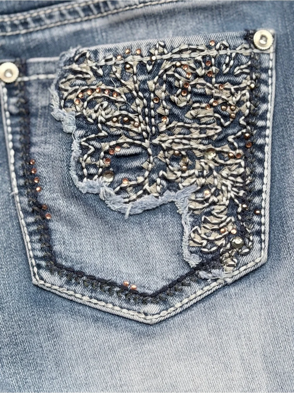 Hydraulic Denim Rolled Cuff Jean Shorts - Size 9/10